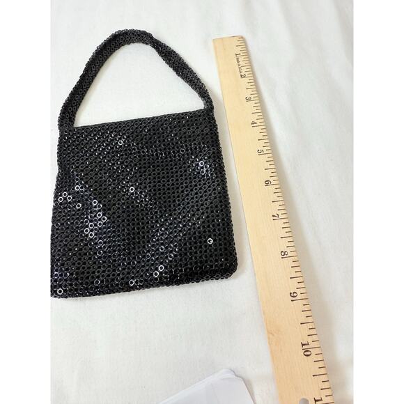 Jessica McClintock Black Sequin Evening Purse /Handbag - Picture 6 of 7